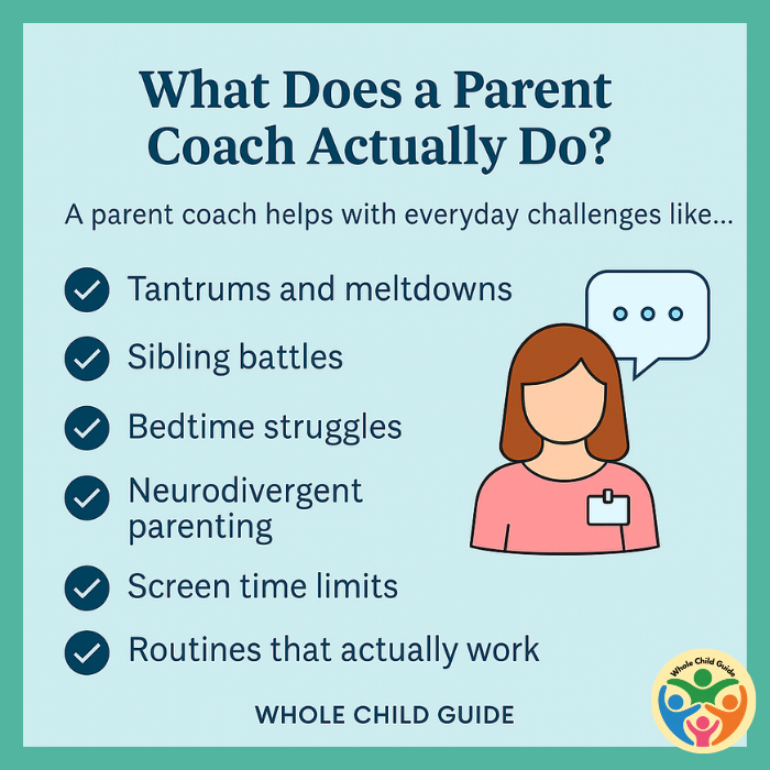 A parent coach can help with a wide variety of concerns that come up in families.